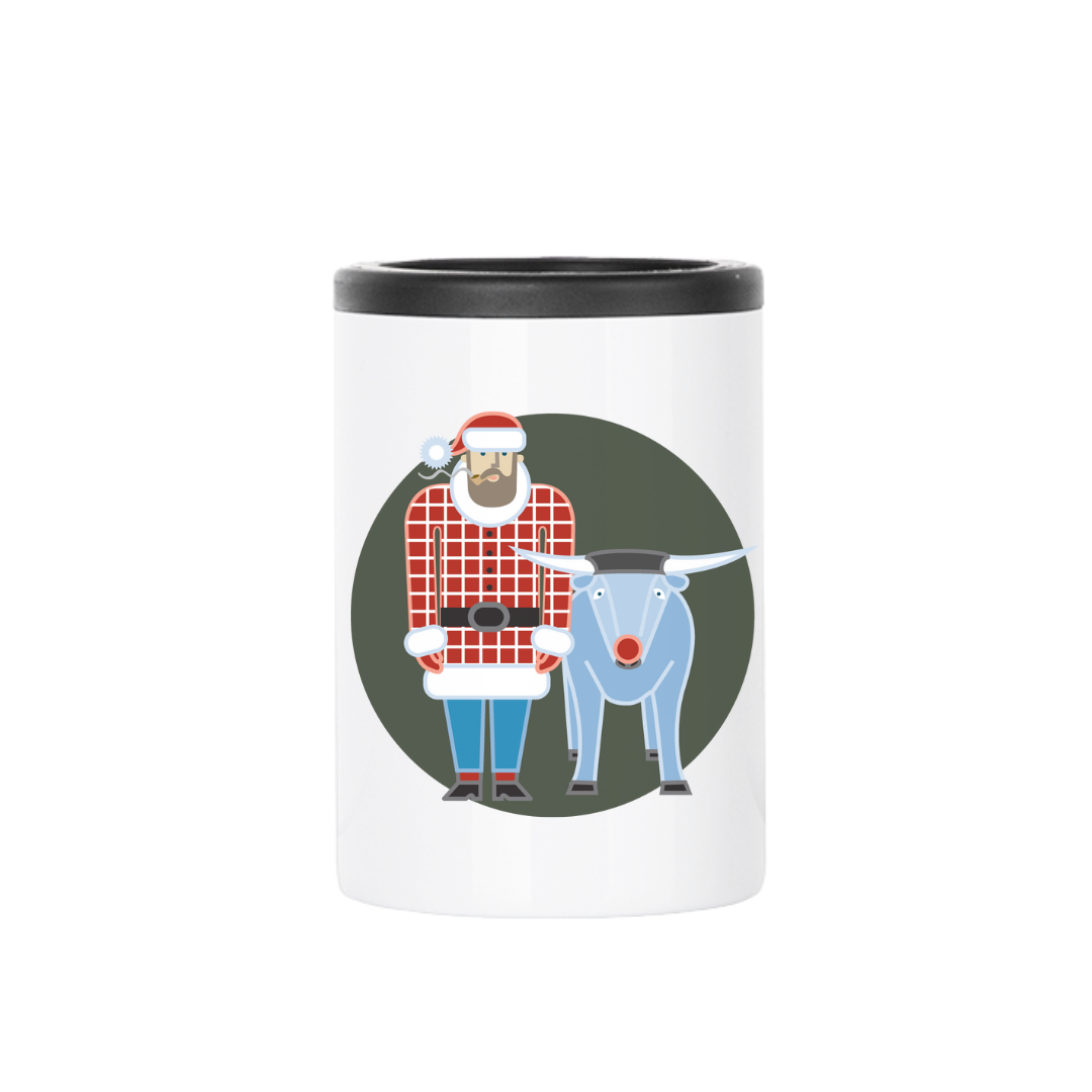 Insulated Can Cooler | Holiday Paul Bunyan + Babe