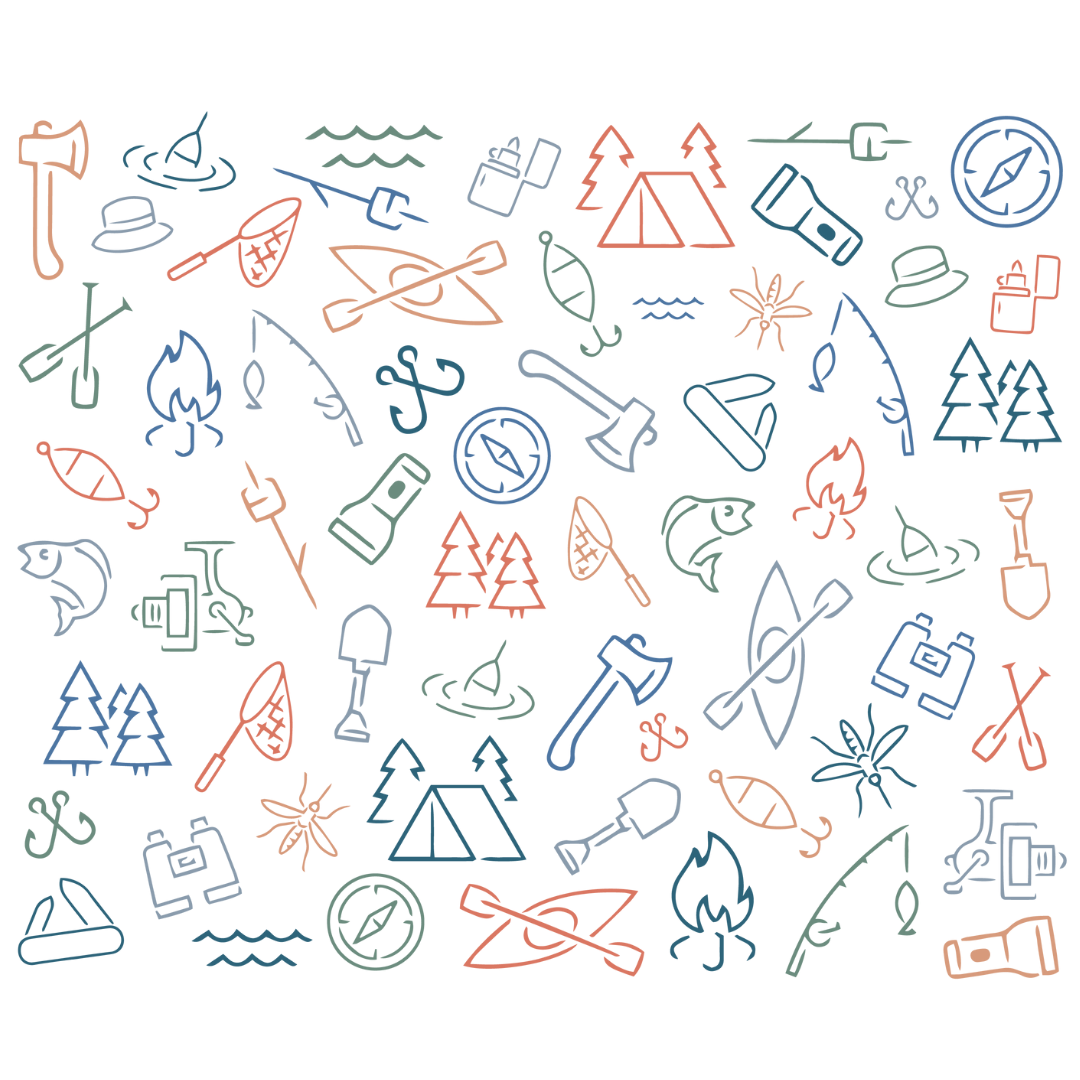 Insulated Can Cooler | Colorful Camping Icon Wrap