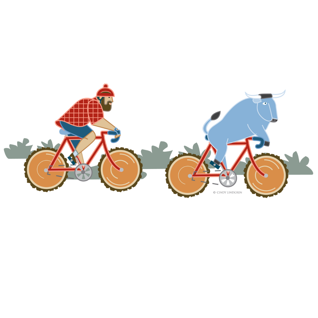 Ceramic Coffee Mug | Biking Paul Bunyan + Babe Wrap