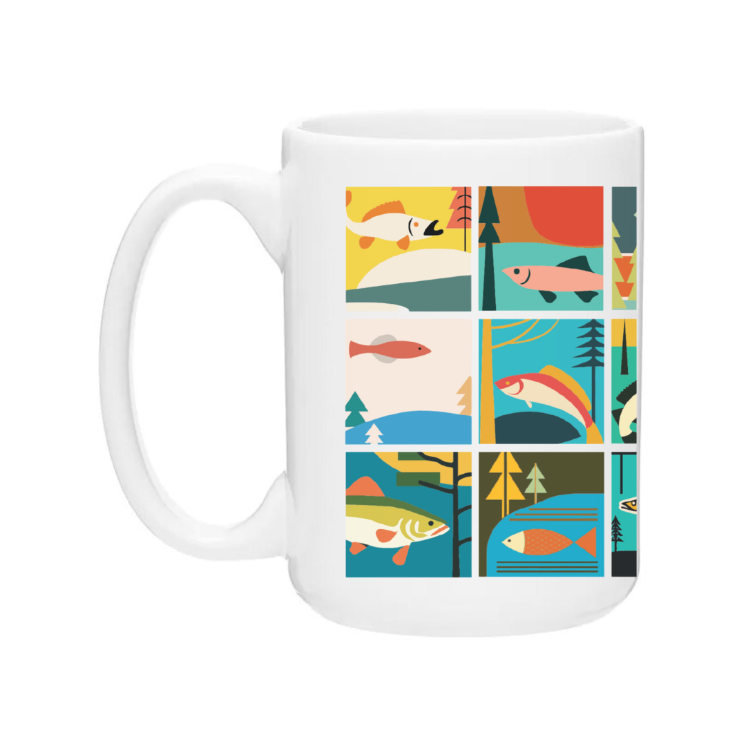 Ceramic Coffee Mug | Fish Collage