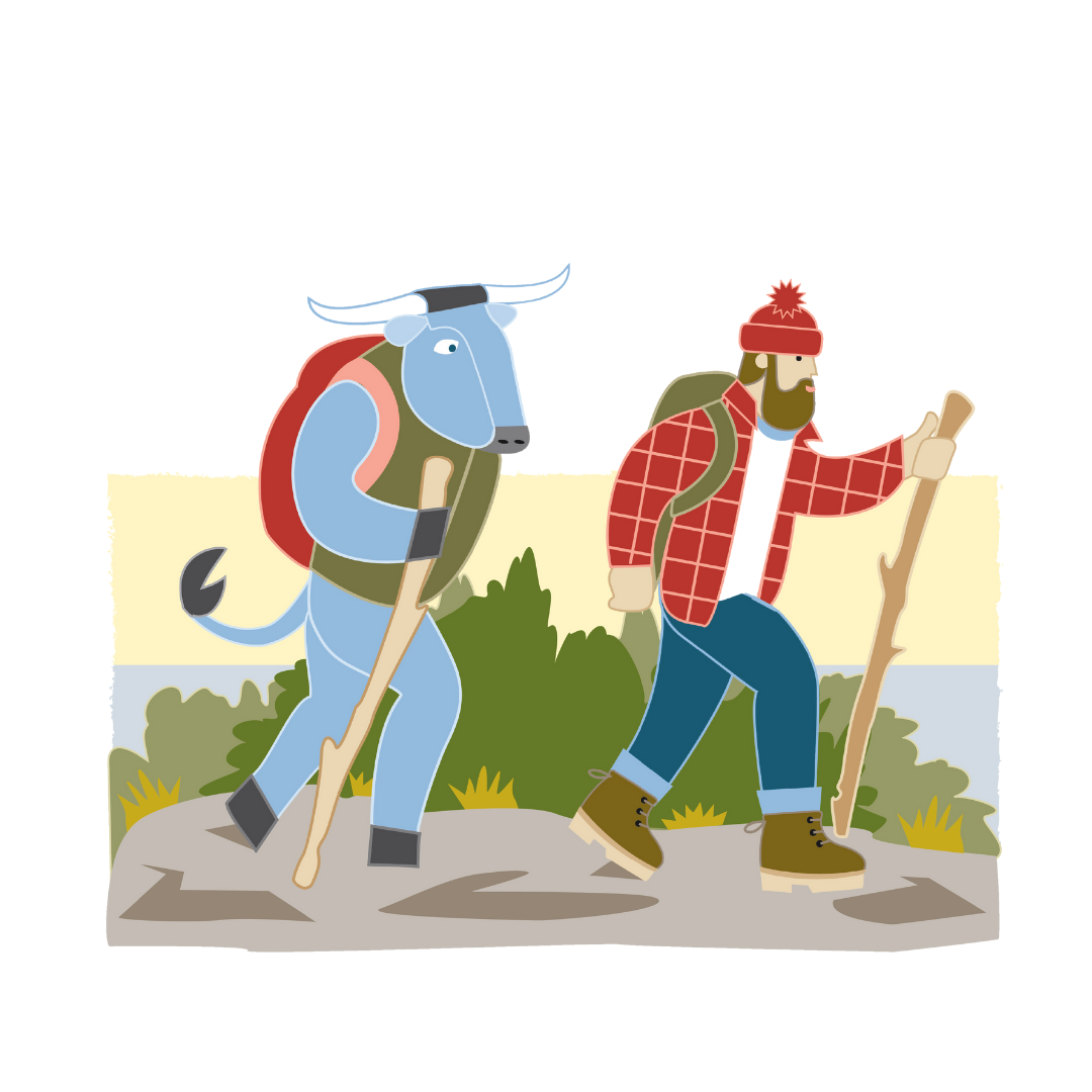 Ceramic Coffee Mug | Hiking Paul Bunyan + Babe
