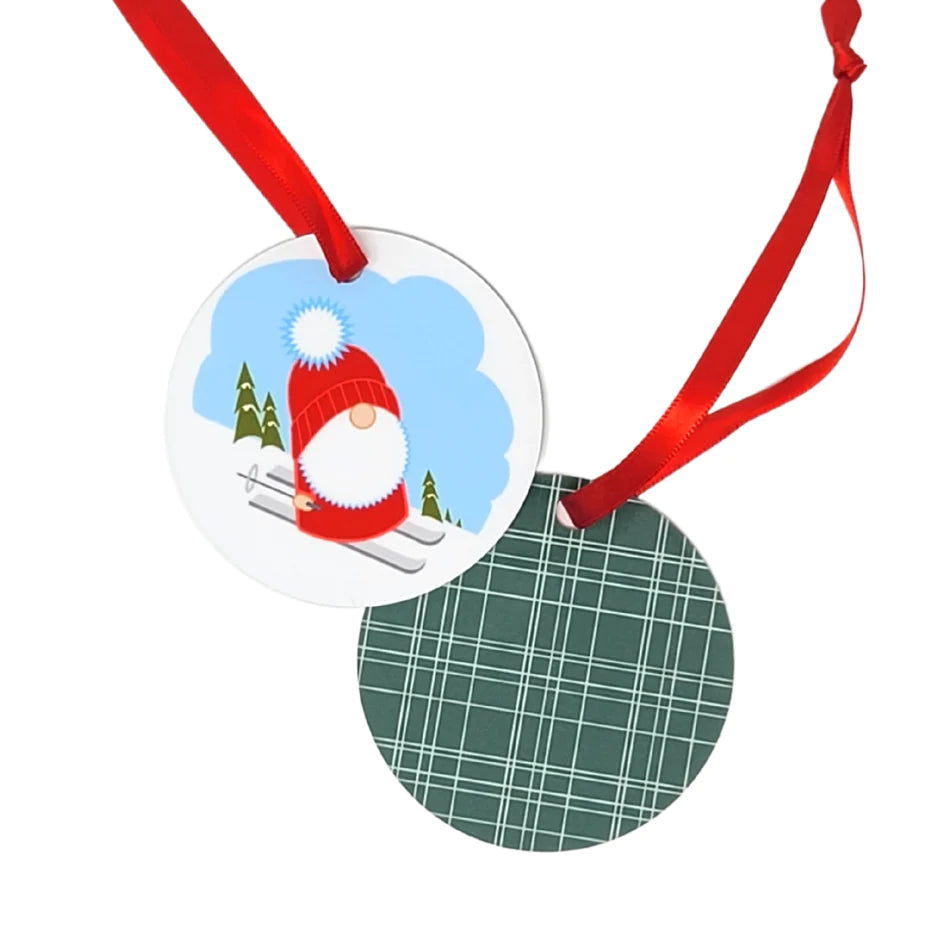 Metal Ornament | Skiing Gnome