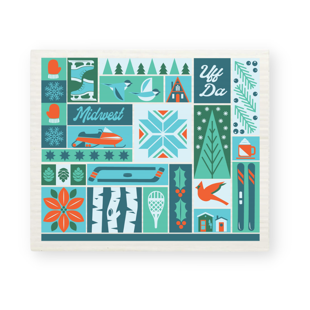 Swedish Dishcloth | Winter Square Scenes