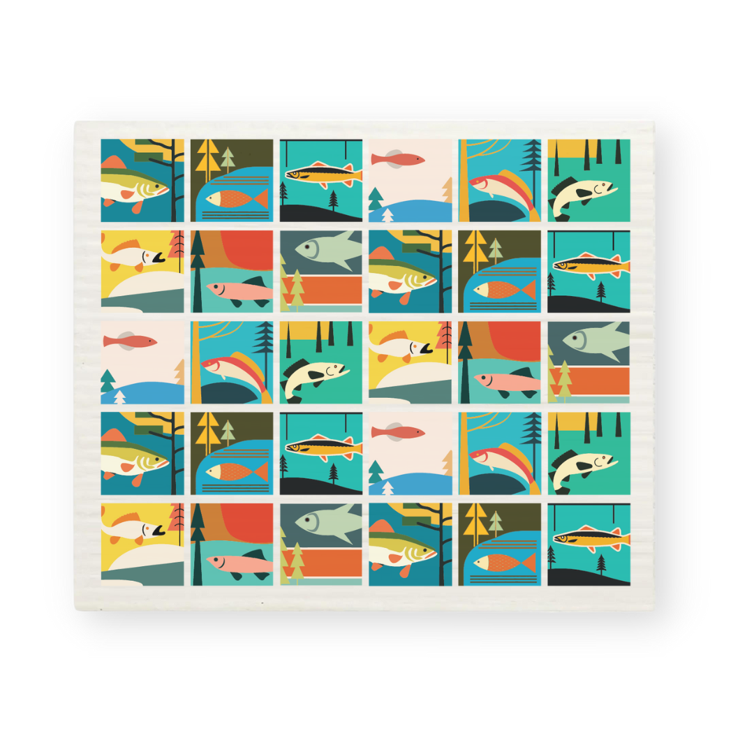 Swedish Dishcloth | Fish Collage