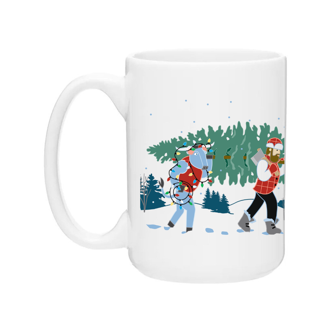 Ceramic Coffee Mug | Christmas Tree Paul Bunyan + Babe