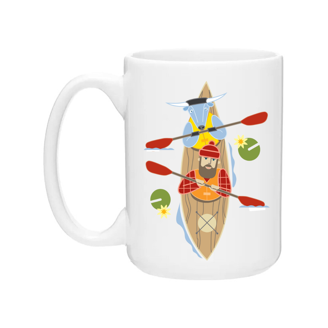 Ceramic Coffee Mug | Kayak Paul Bunyan + Babe