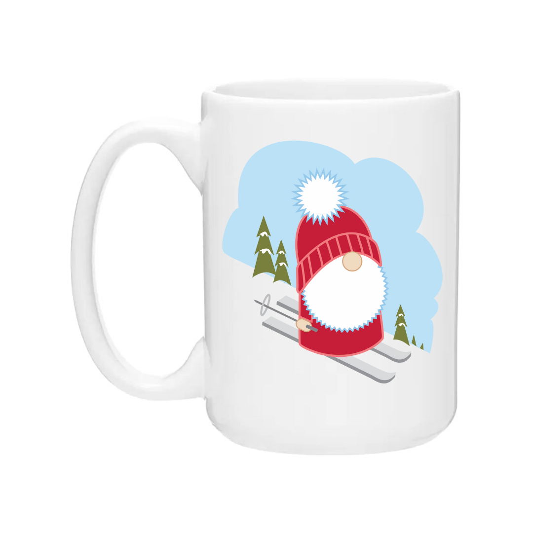 Ceramic Coffee Mugs | Skiing Gnome
