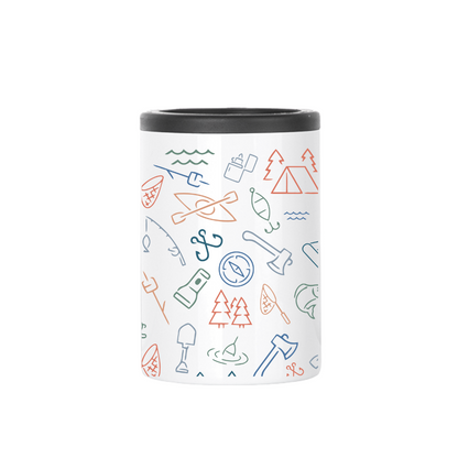 Insulated Can Cooler |  Colorful Camping Icon Wrap