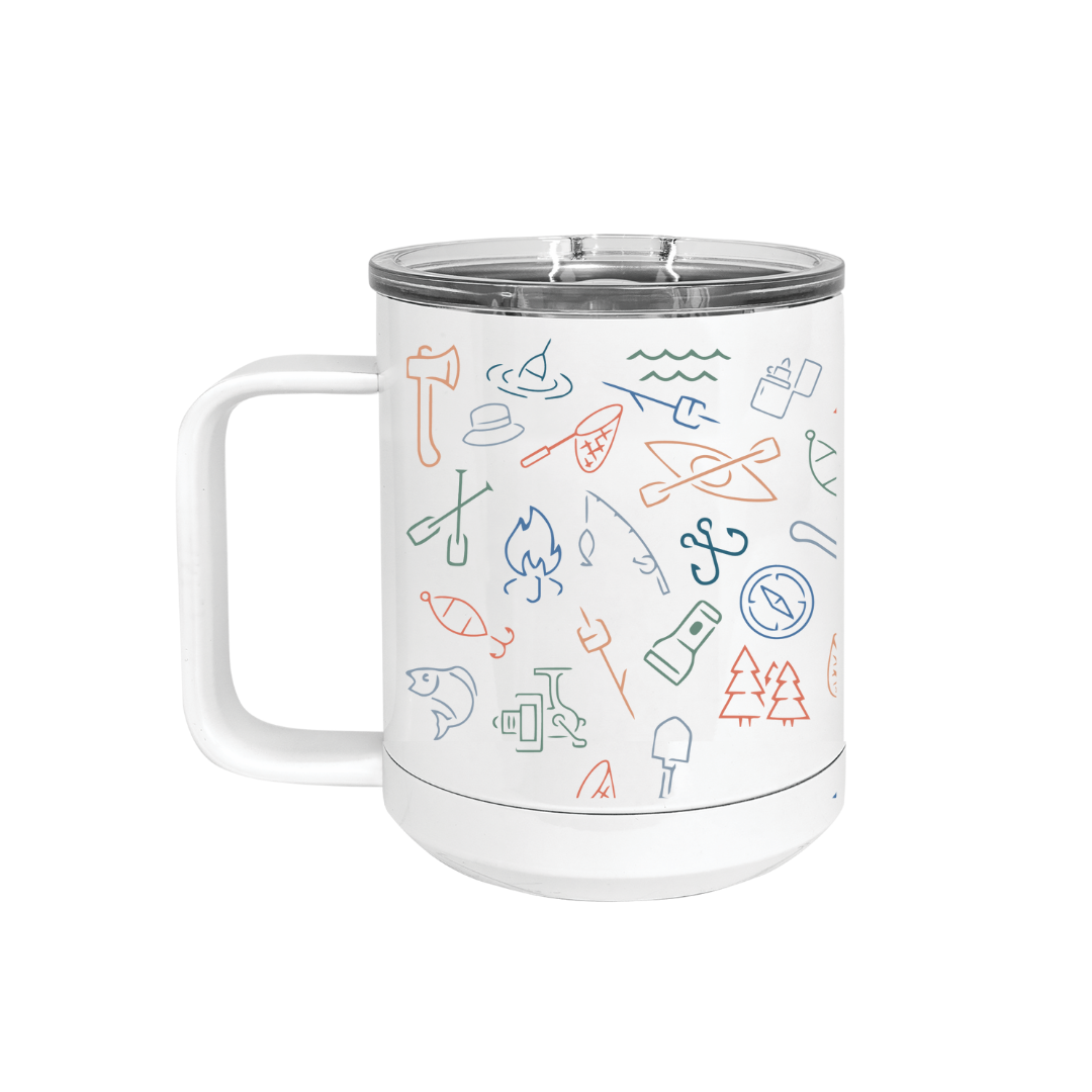 Insulated Camp Mug | Camping Icons Wrap