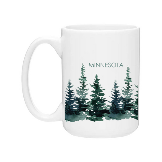 Ceramic Coffee Mug | Watercolor Pines MINNESOTA