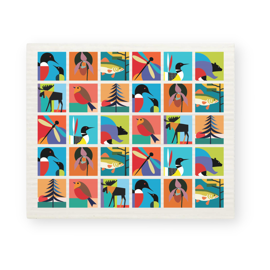 Swedish Dishcloth | Wildlife Collage