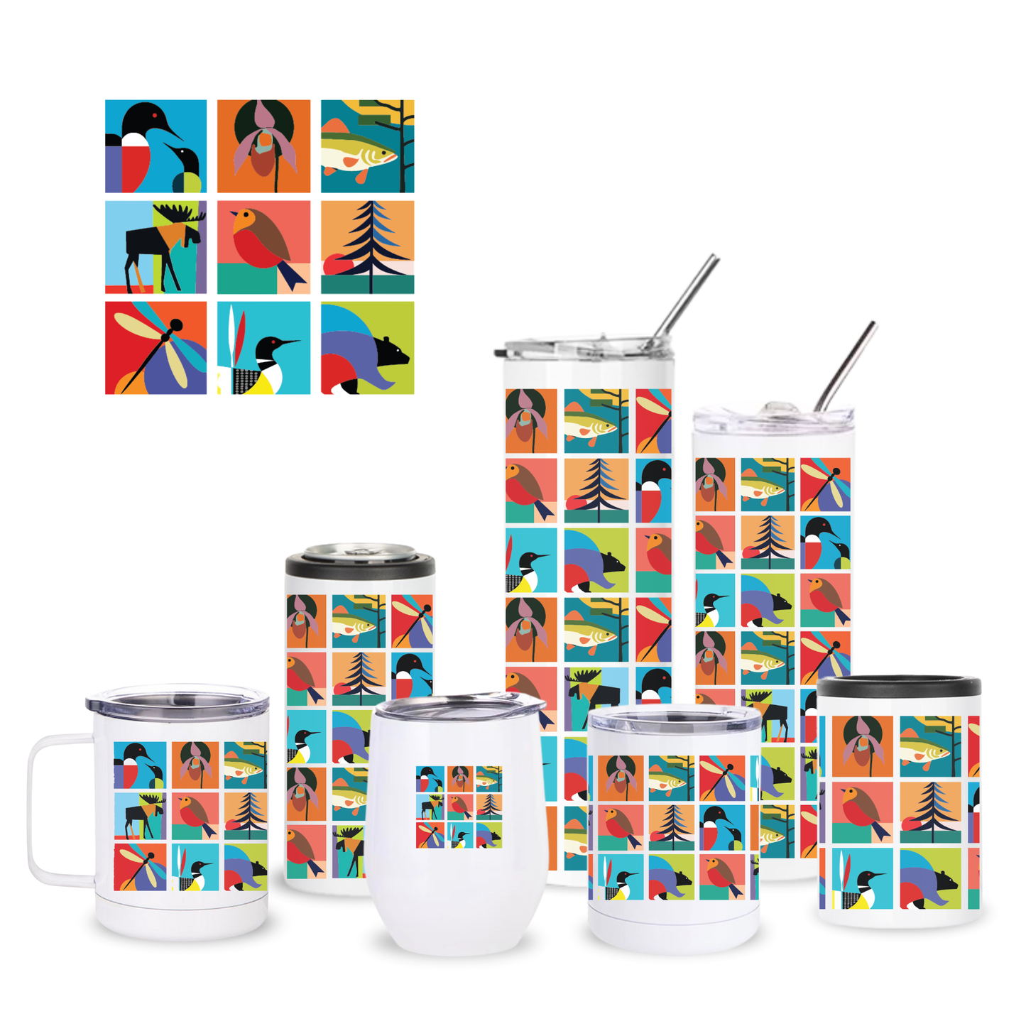 TAALLA Wildlife Collage Insulated Drinkware