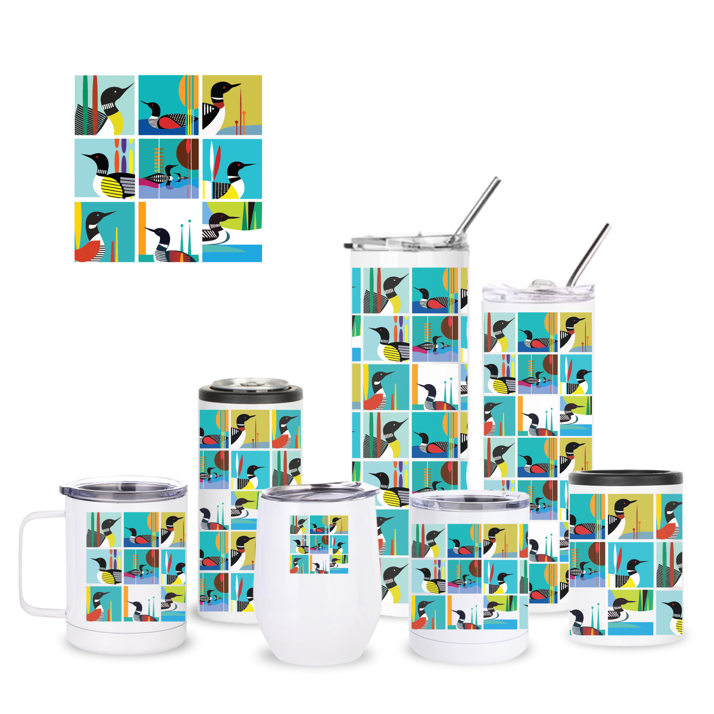 TAALLA Loon Collage Insulated Drinkware