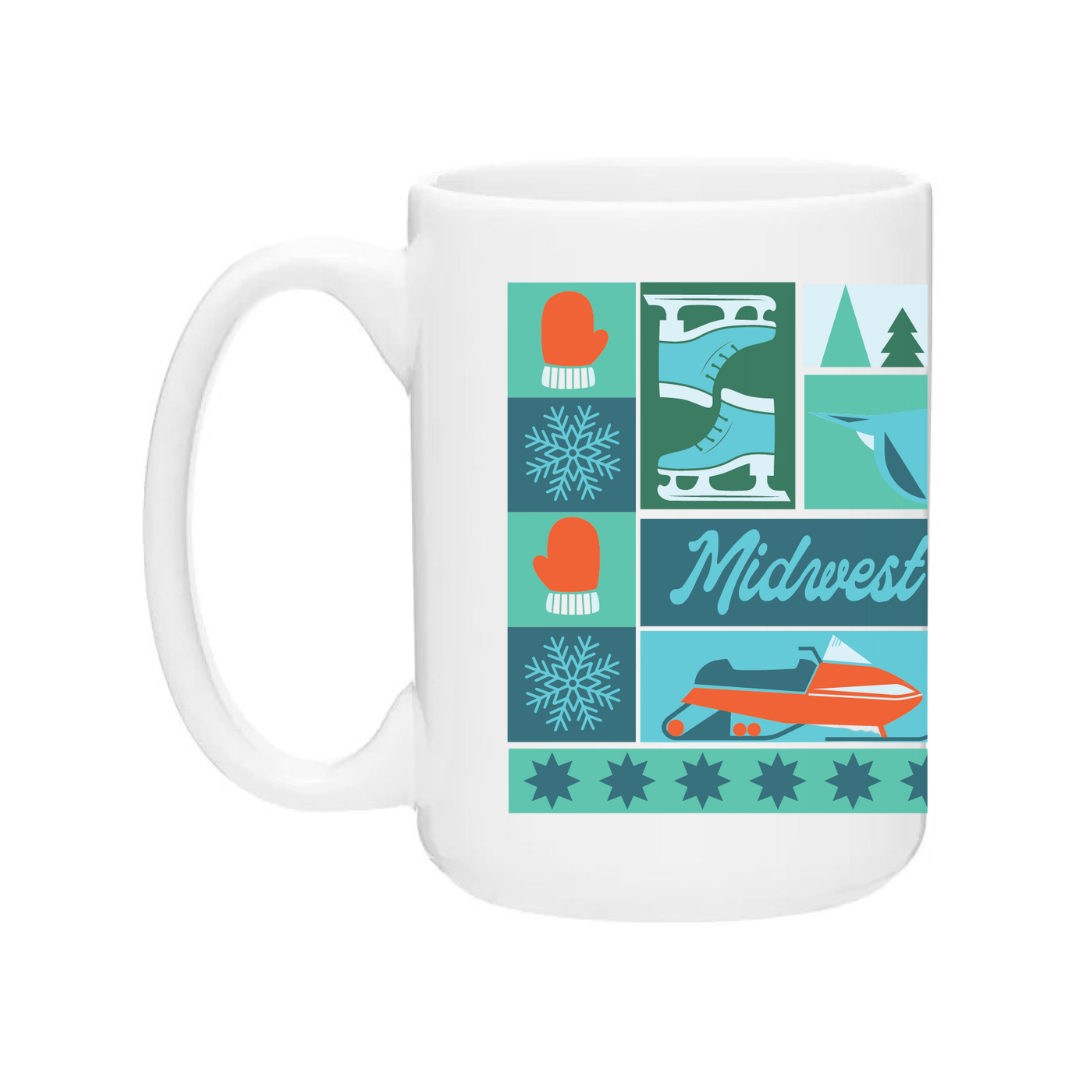 Ceramic Coffee Mug | Winter Square Scenes