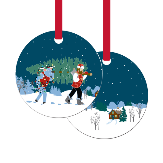Metal Ornament | Christmas Tree Paul Bunyan + Babe