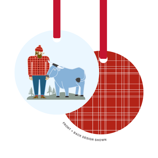 Metal Ornament | Classic Paul Bunyan + Babe