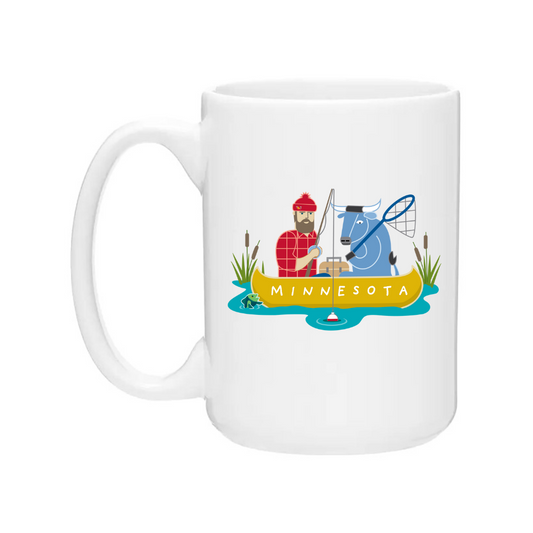 Ceramic Coffee Mug | Fishing Paul Bunyan + Babe