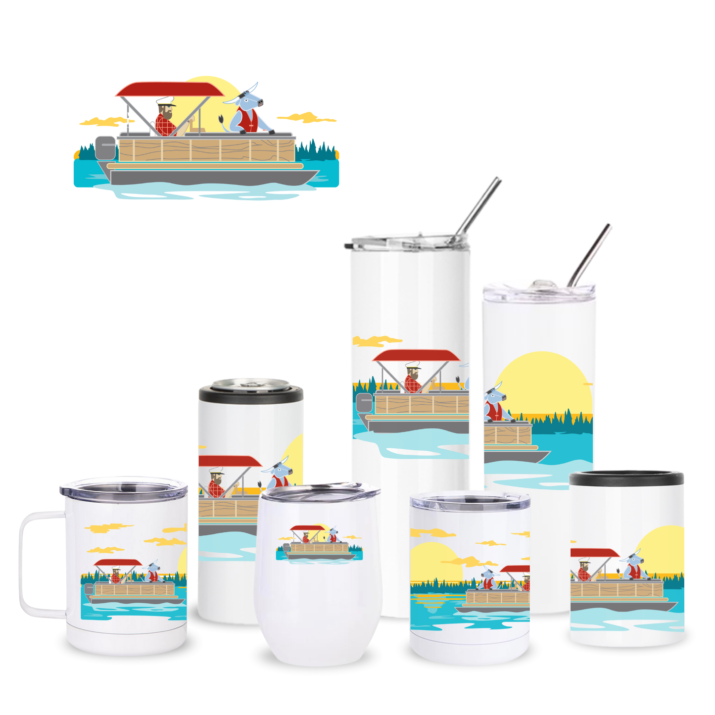 Pontoon Paul Bunyan + Babe Insulated Drinkware