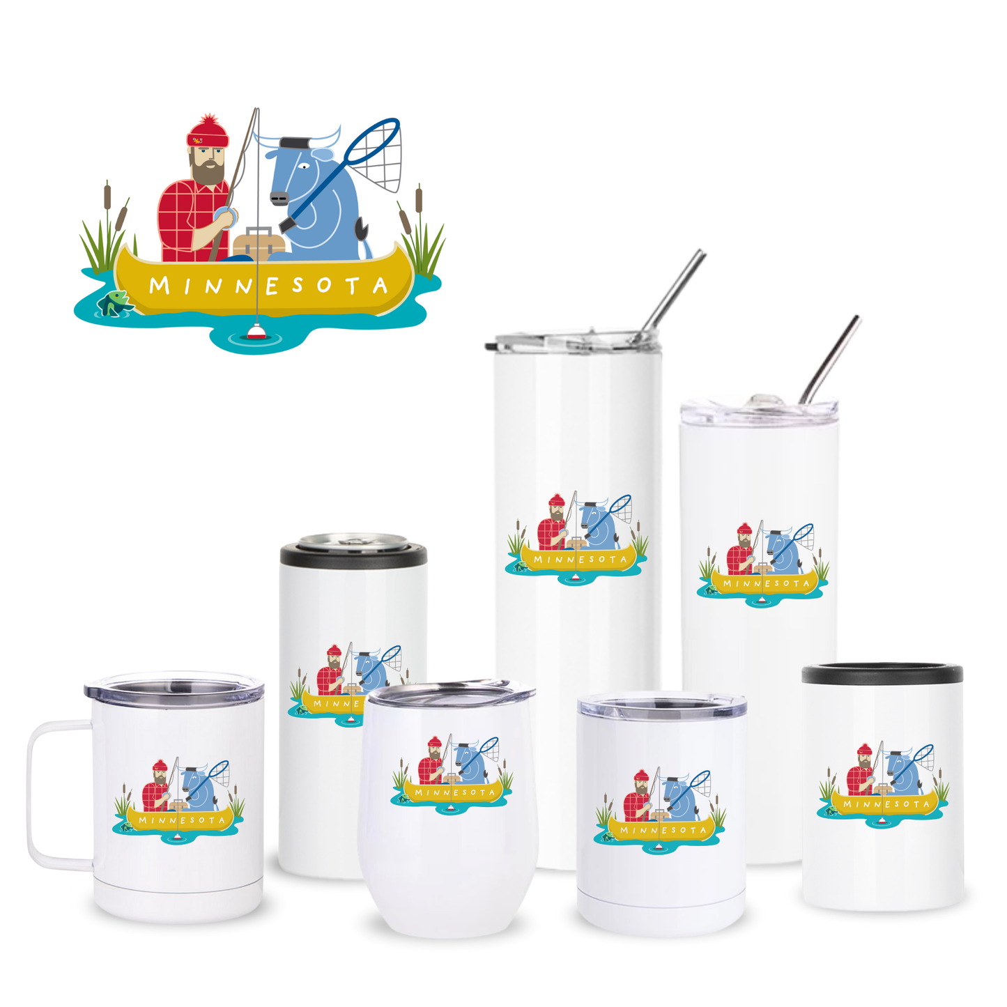 Fishing Paul Bunyan + Babe Insulated Drinkware