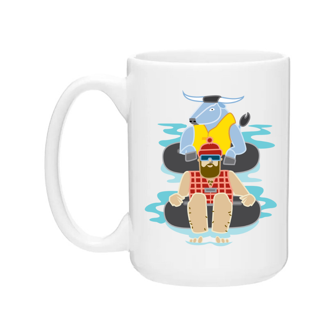 Ceramic Coffee Mug | Tubing Paul Bunyan + Babe