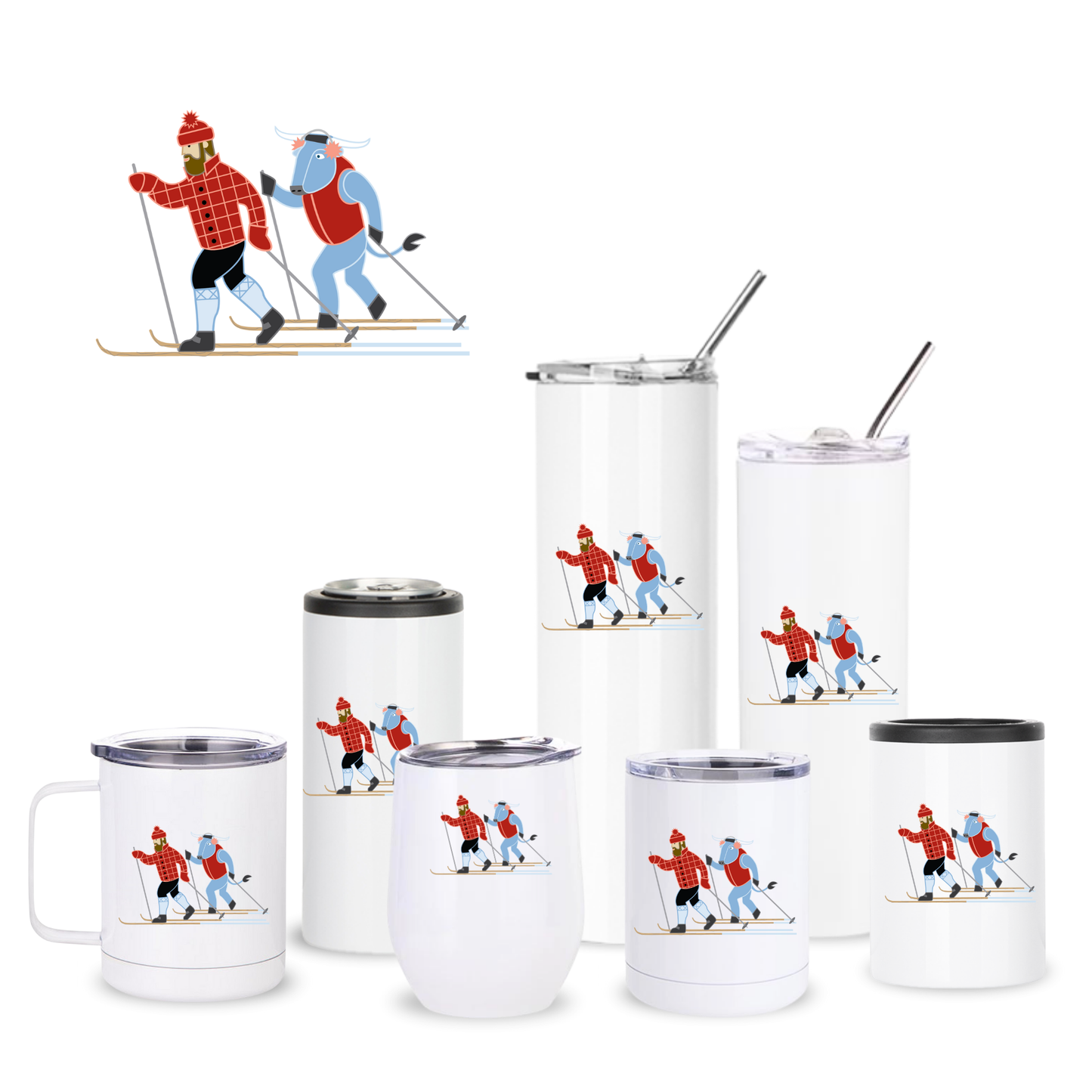 X-Country Skiing Paul Bunyan + Babe Insulated Drinkware