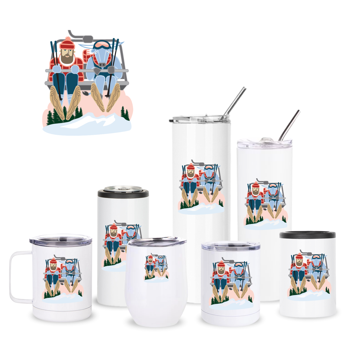 Ski Lift Paul Bunyan + Babe Insulated Drinkware