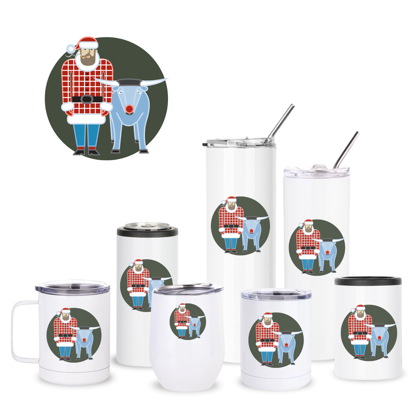 Holiday Paul Bunyan + Babe Insulated Drinkware