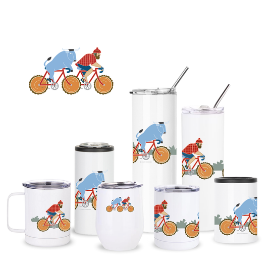 Biking Paul Bunyan + Babe Insulated Drinkware
