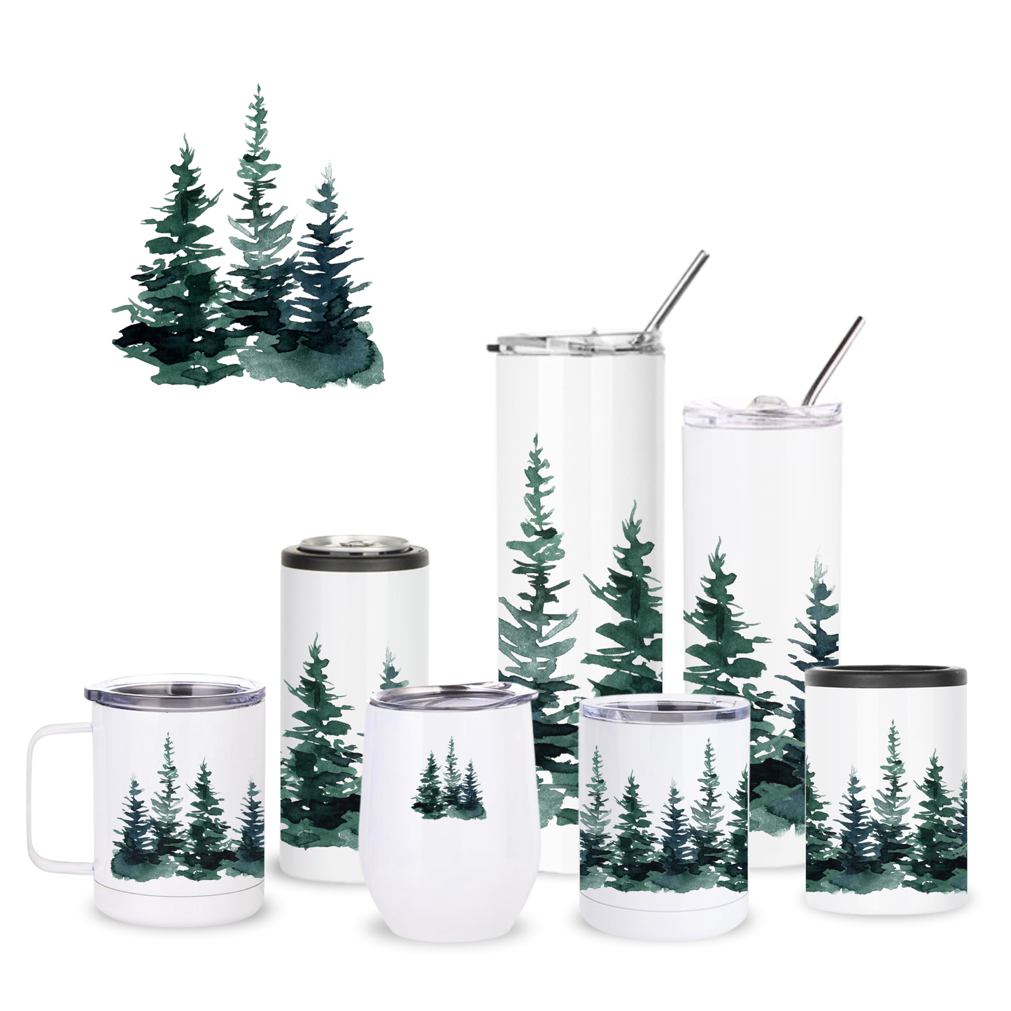 Watercolor Pines Insulated Drinkware
