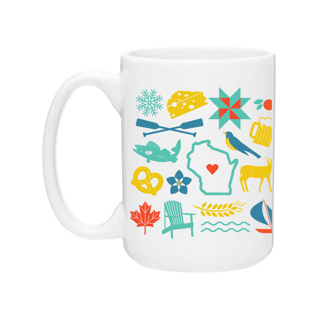 Ceramic Coffee Mug | WI Love Icons Wrap