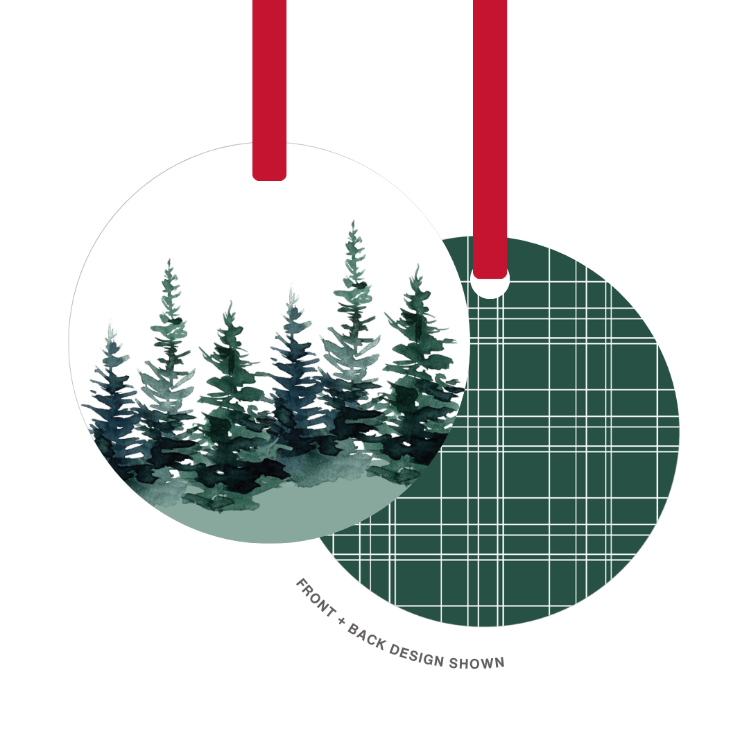 Metal Ornament | Watercolor Pines