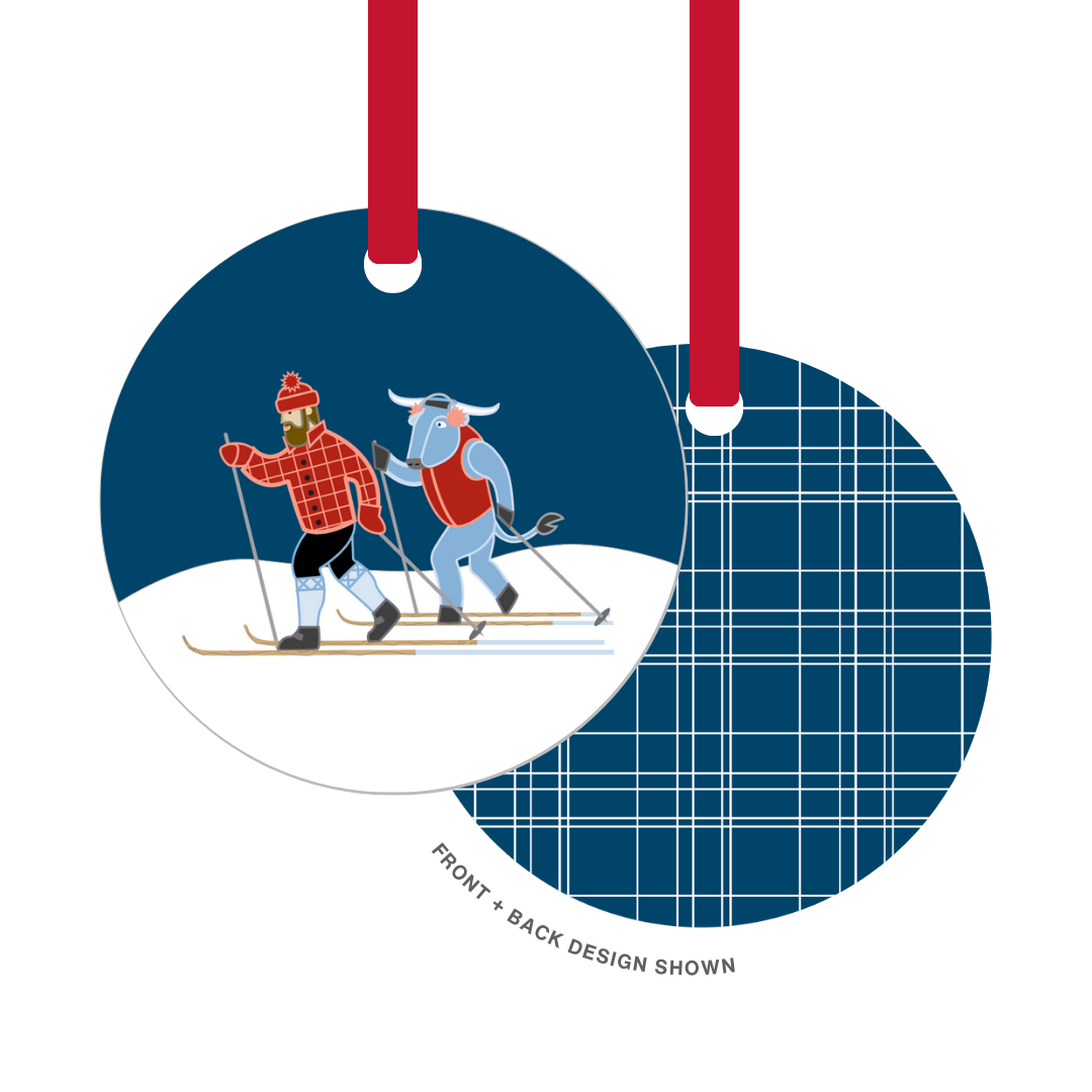 Metal Ornament | X-Country Ski Paul Bunyan + Babe