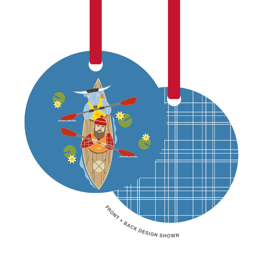 Metal Ornament | Kayak Paul Bunyan + Babe