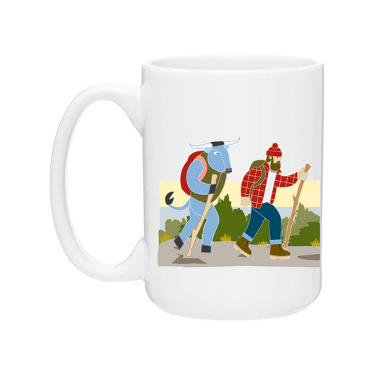 Ceramic Coffee Mug | Hiking Paul Bunyan + Babe