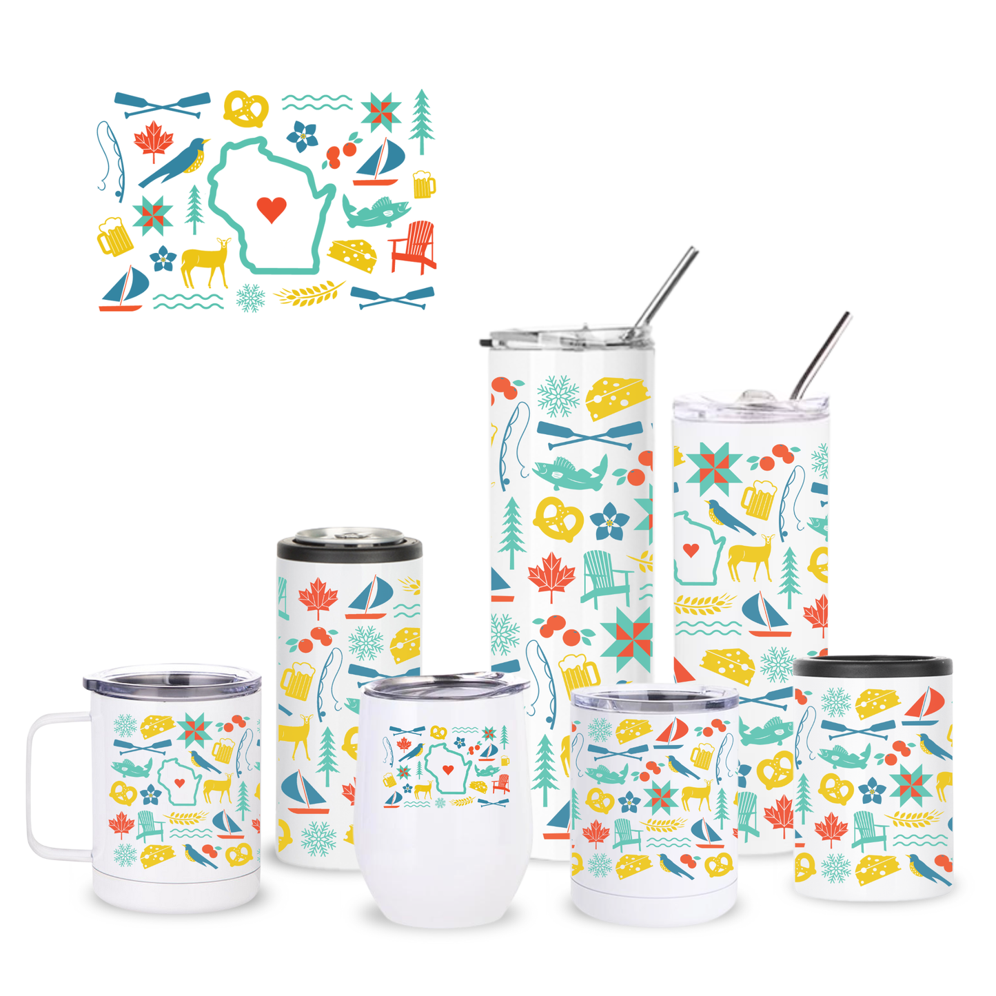 WI Love Icons Insulated Drinkware