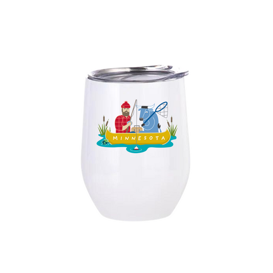 Wine Tumbler | Fishing Paul Bunyan + Babe