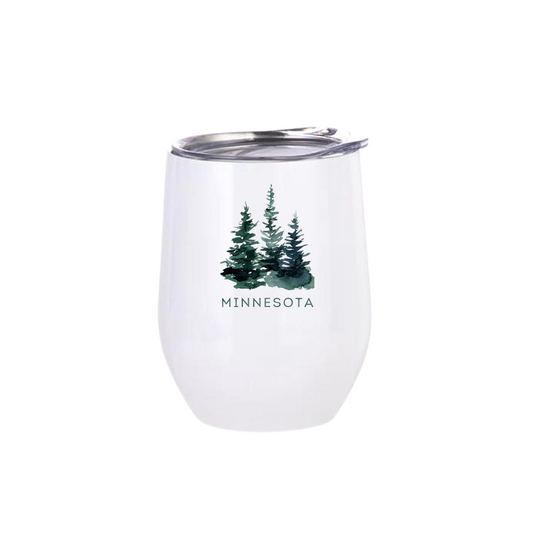 Wine Tumbler | Watercolor Pines w/ MINNESOTA