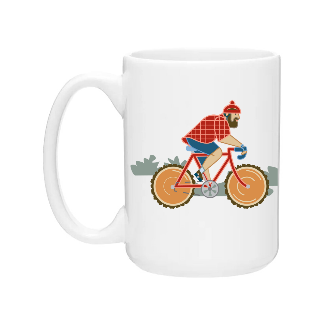 Ceramic Coffee Mugs | Biking Paul Bunyan + Babe Wrap