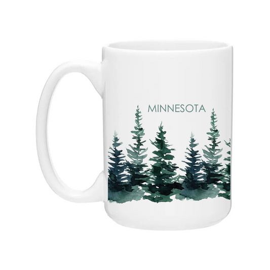 Ceramic Coffee Mugs | Watercolor Pines MINNESOTA