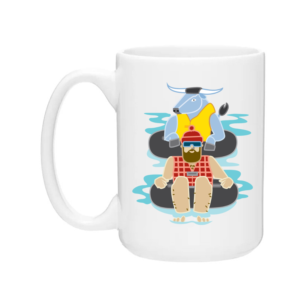 Ceramic Coffee Mugs | Tubing Paul Bunyan + Babe