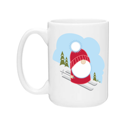 Ceramic Coffee Mugs | Skiing Gnome